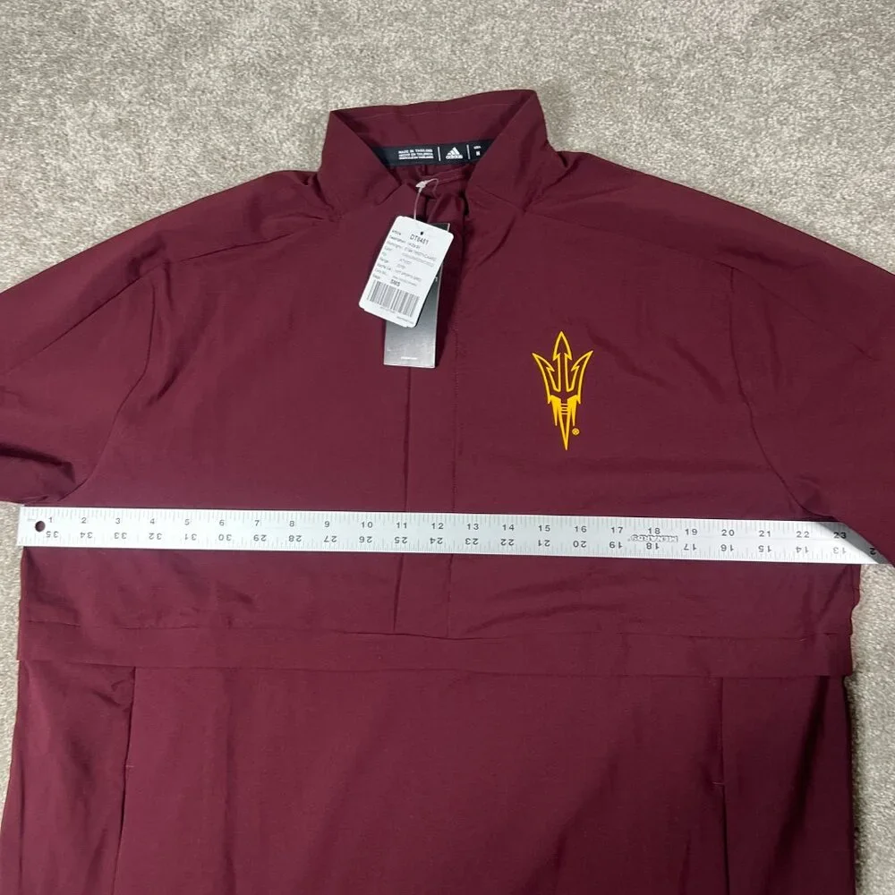 Adidas Mens M Maroon Arizona State Sun Devils Pullover‎ 1/4 Zip SS Jacket NWT